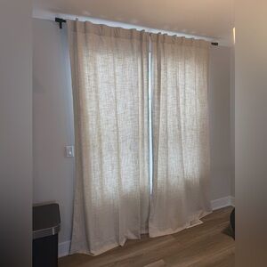 Anthropologie Natural Beige Linen-Look Curtains